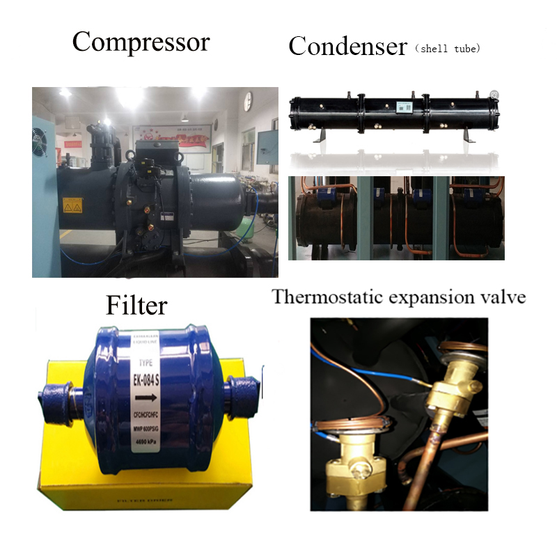 380kw 100hp double compressors water cooled screw type chiller